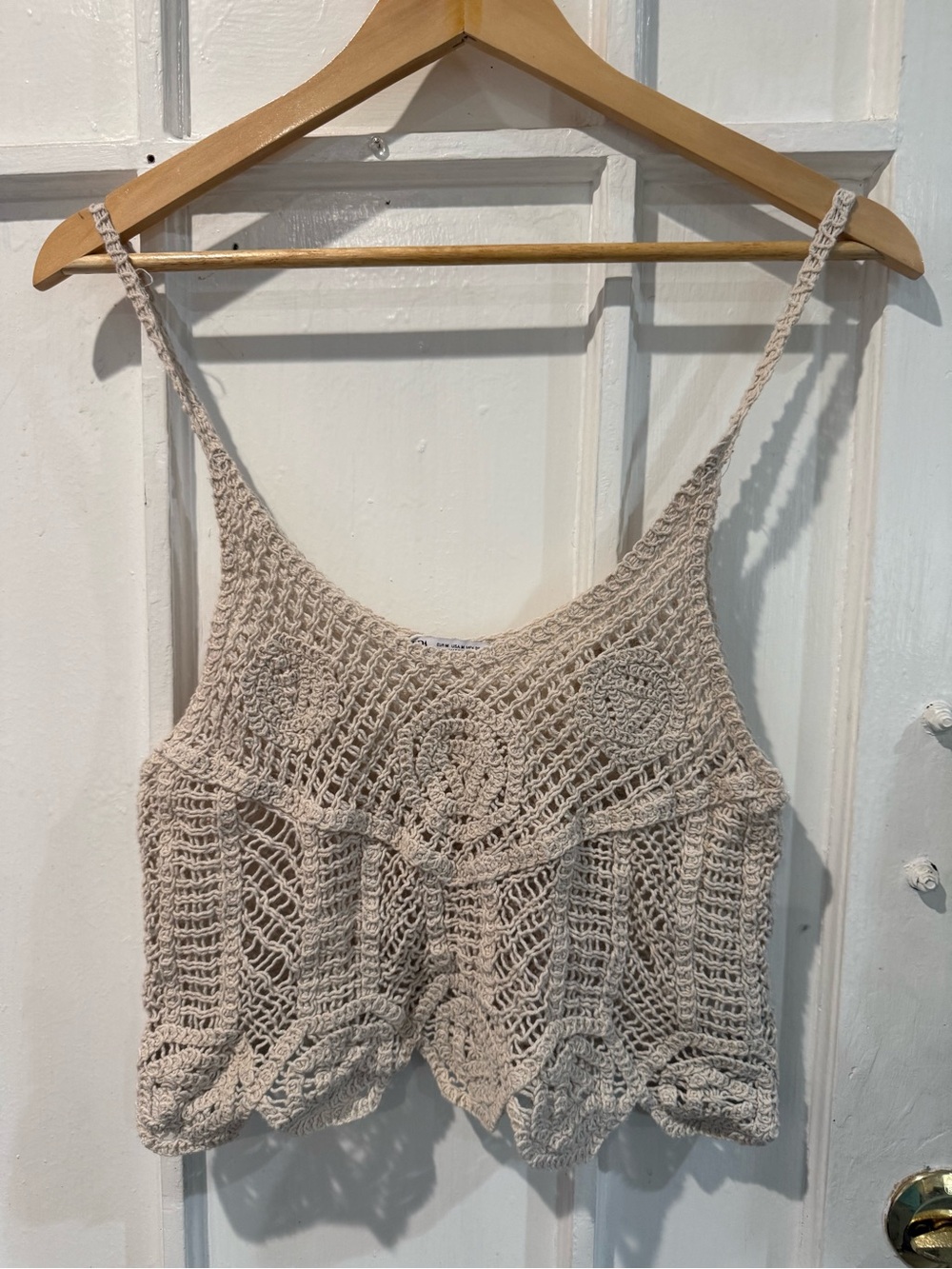 Zara Crochet Spaghetti-Strap Camisole - Beige